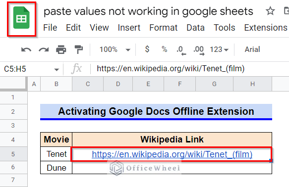 Paste Values Not Working in Google Sheets: Solution by Activating Google Docs Offline Extension